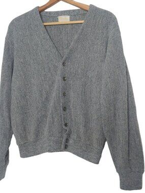 Kings Road Sears The Mens Store Cardigan Sweater L Gray Orlon Acrylic Grandpa